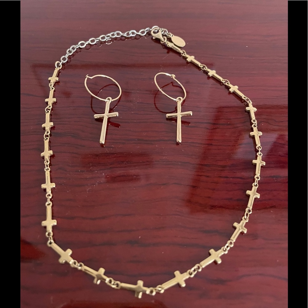 Cross Necklace and Earring Set